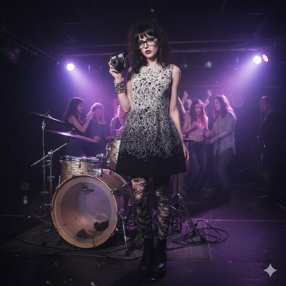 Nuolinlaier Sequin Peter Pan Collar‎ Dress M Black White 3D Texture Embroidery